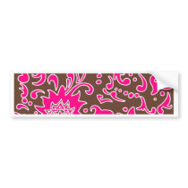 Modern Floral Retro Pattern Pink Brown Bumper Sticker
