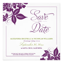 Modern Floral Save the Date Announcement (purple)