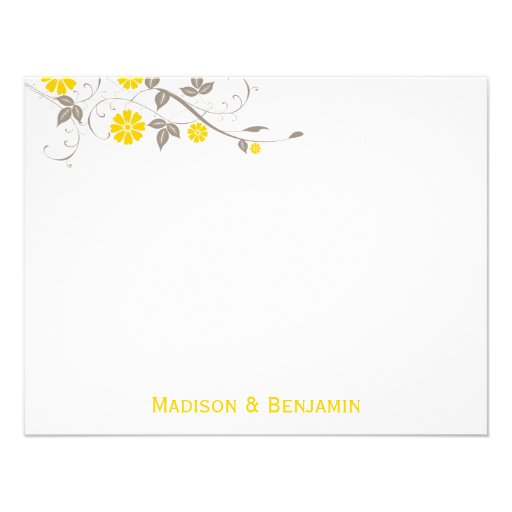 Modern Floral Thank You Note - Mustard Personalized Invitations