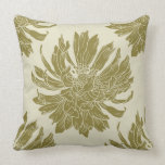 Modern Floral Throw Pillow - Avocado Green