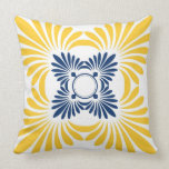Modern Floral Throw Pillows:Blue Yellow