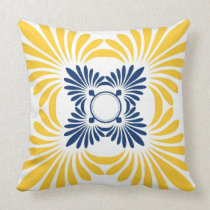 Modern Floral Throw Pillows:Blue Yellow pillows