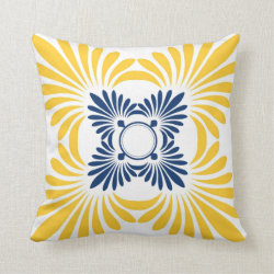 Modern Floral Throw Pillows:Blue Yellow
