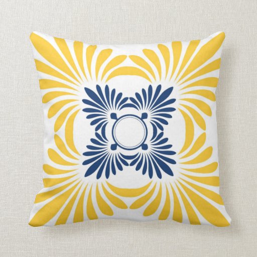 Modern Floral Throw PillowsBlue Yellow Throw Pillow Zazzle