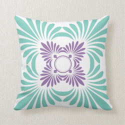 Modern Floral Throw Pillows:Purple Aqua