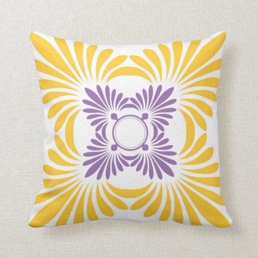 Modern Floral Throw Pillows:Purple Yellow Zazzle