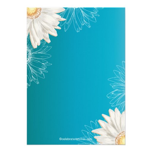 Modern Floral Turquoise Daisy Bridal Shower Personalized Announcement