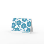 Modern Floral Vines Blue Custom Thank You Cards