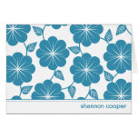 Modern Floral Vines Blue Custom Thank You Cards