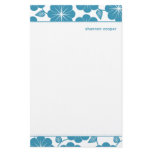 Modern Floral Vines Blue Personalized Stationery