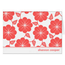 Modern Floral Vines Red Custom Thank You Cards