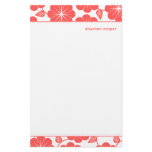 Modern Floral Vines Red Personalized Stationery