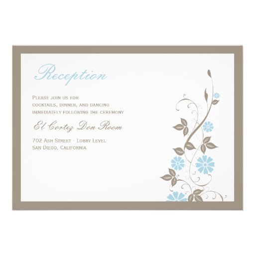 Modern Floral Wedding Invitation - Aqua Blue