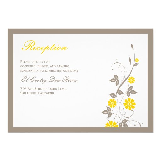 Modern Floral Wedding Invitation - Mustard