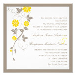 Modern Floral Wedding Invitation - Mustard