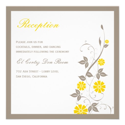 Modern Floral Wedding Invitation - Mustard