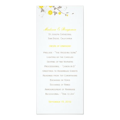 Modern Floral Wedding Program - Mustard Card