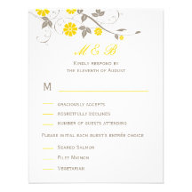 Modern Floral Wedding RSVP Card - Mustard Invitations