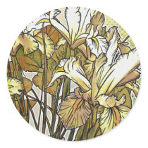 Modern Florals: White Iris Round Sticker