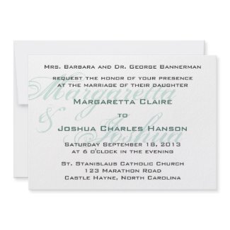 Modern Flourish Blue Wedding Invitation