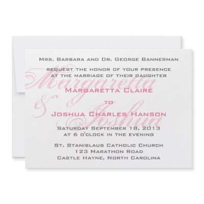 Modern Flourish Pink Wedding Invitation