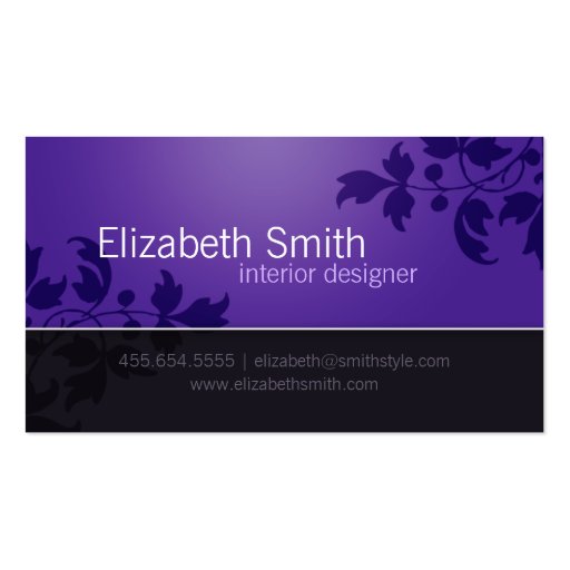 Modern Flourish Purple and Grey Business Card (back side)