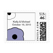 Modern Flower B&W Periwinkle postage stamp