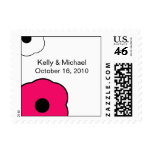 Modern Flower B&W Pink postage stamp