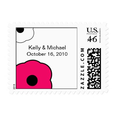 Modern Flower B&W Pink postage stamp