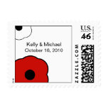 Modern Flower B&W Red postage stamp