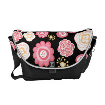 Modern Flower Doodles Designer Messenger Bag