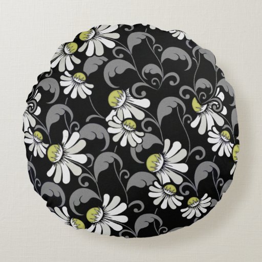 Modern Flower Pattern 362 Round Pillow Zazzle