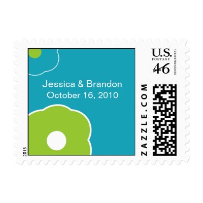 Modern Flower Save the Date postage stamp