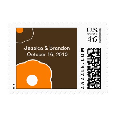 Modern Flower Save the Date postage stamp