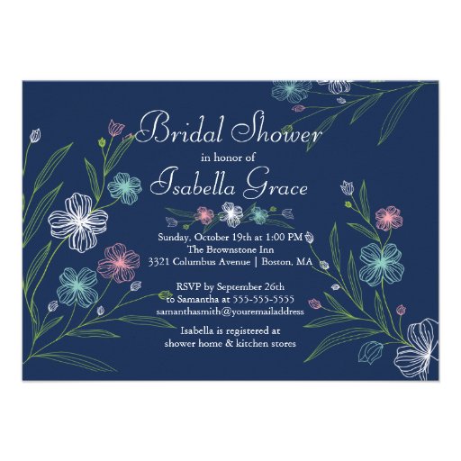 Modern Flowers floral Bridal Shower Invitations