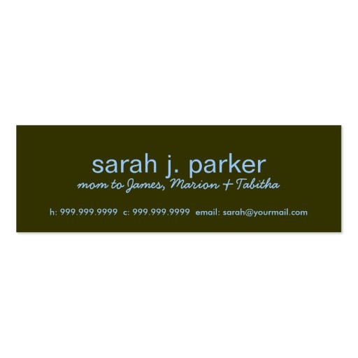 Modern Flowers Mommy Calling Card Business Card Template (back side)
