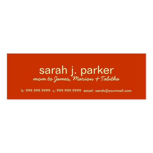 Modern Flowers Mommy Calling Card Business Card (back side)