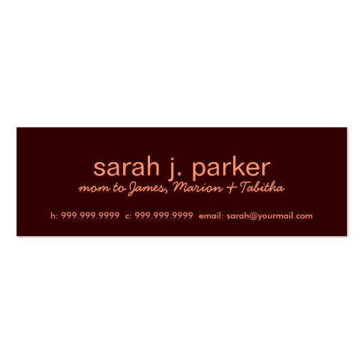 Modern Flowers Mommy Calling Card Business Cards (back side)