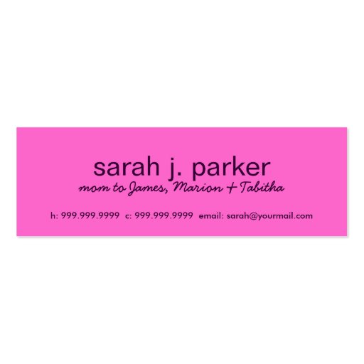 Modern Flowers Mommy Calling Card Business Cards (back side)