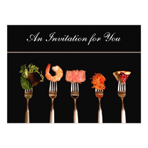 Modern Food on Forks Dinner  Invitation