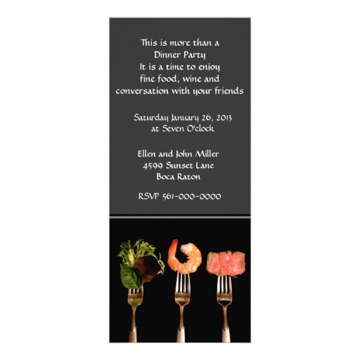 Modern Food on Forks Dinner Party Invitation