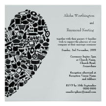 Modern Foodies Silver Custom Wedding Invitation