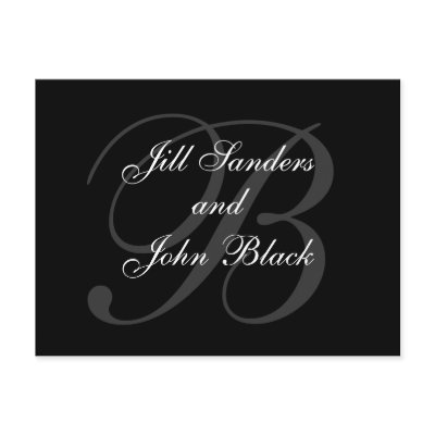 Modern, Formal Black Monogram Save the Date Post Card