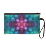 Modern Fractal Art with Cross and Bokeh Wristlet Purse