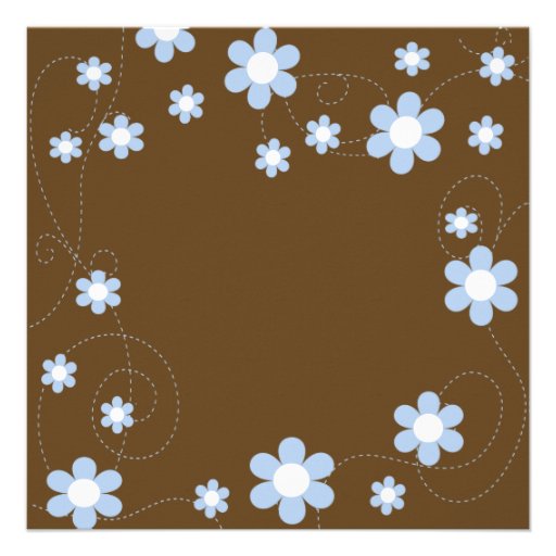 Modern & Fun blue Flowers Floral Baby Shower Custom Invitations