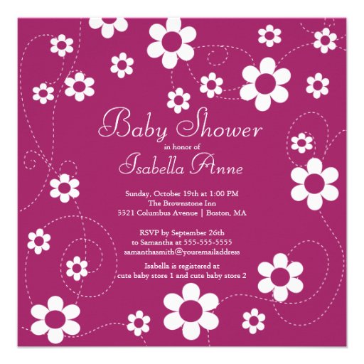Modern & Fun Flowers Floral Baby Shower Custom Announcements
