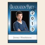 Modern Fun Graduation Party Custom Photo Blue invitations