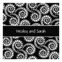 Modern funky retro paisley swirl invitations