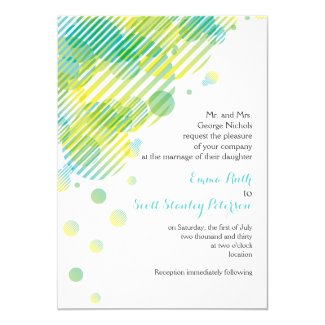 Modern geometric circles aqua, yellow wedding announcements