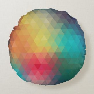 Modern Geometric Colorful Pattern Round Pillow